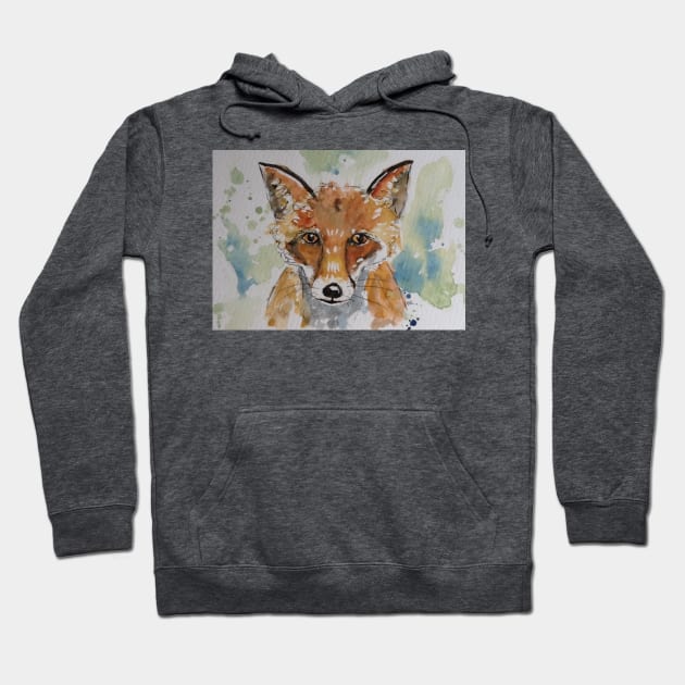 Red Fox Portrait Hoodie by DebTheZeb